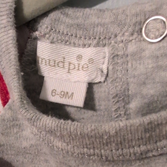 Mud Pie Gray and Red Baby Romper - Picture 2 of 3